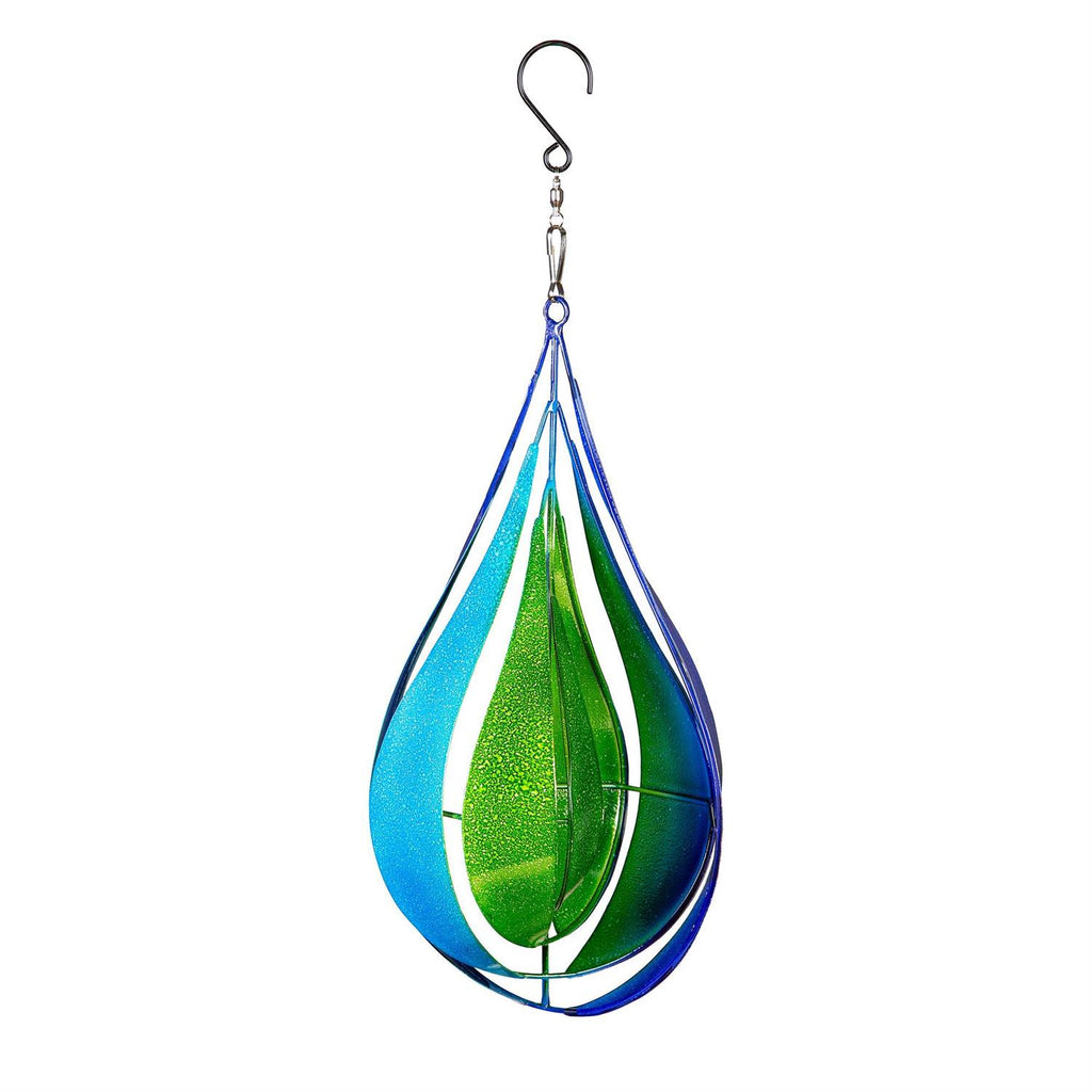 Palm Beach Wind Spinner, Metal Wind Twirler, Blue & Green