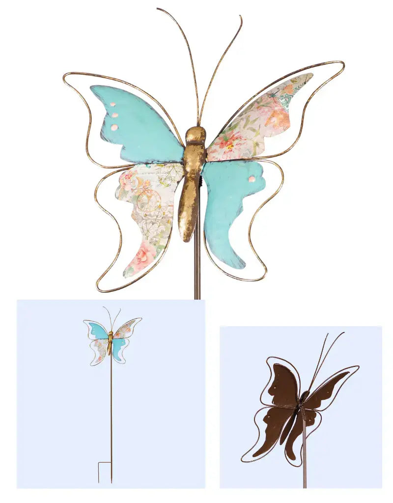 41"H Metal Garden Stake, Decoupage Butterfly