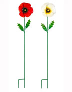 Poppy Metal Garden Stake, 32",