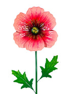 Poppy Flowers Metal Garden Stake, 43"