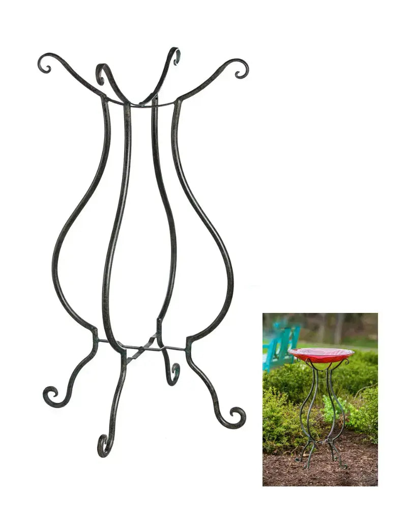 Scroll Birdbath Stand, Verdigris