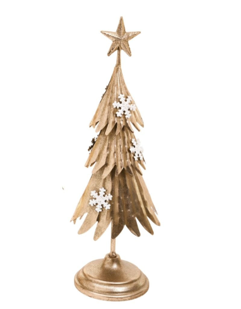 Small Gold Metal Tree with Snowflake, 6x18"