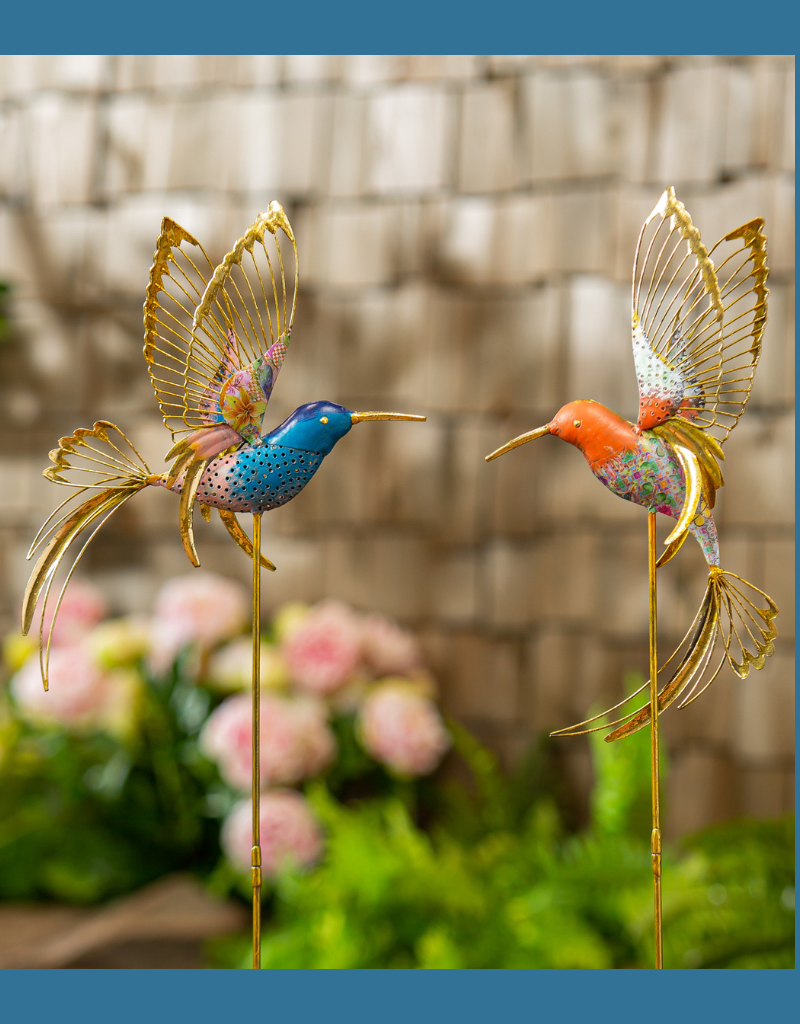 37" Metal Garden Stake Fluttering Hummingbird