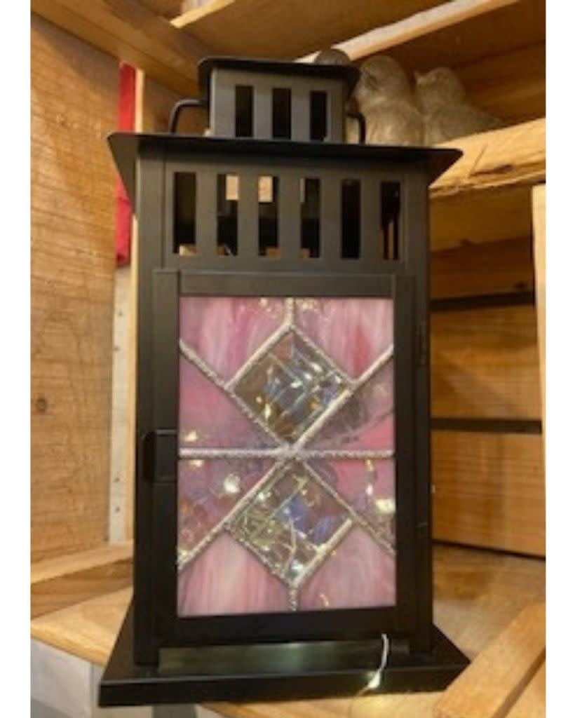 Stained glass Lantern by Andrew Reid, PINK