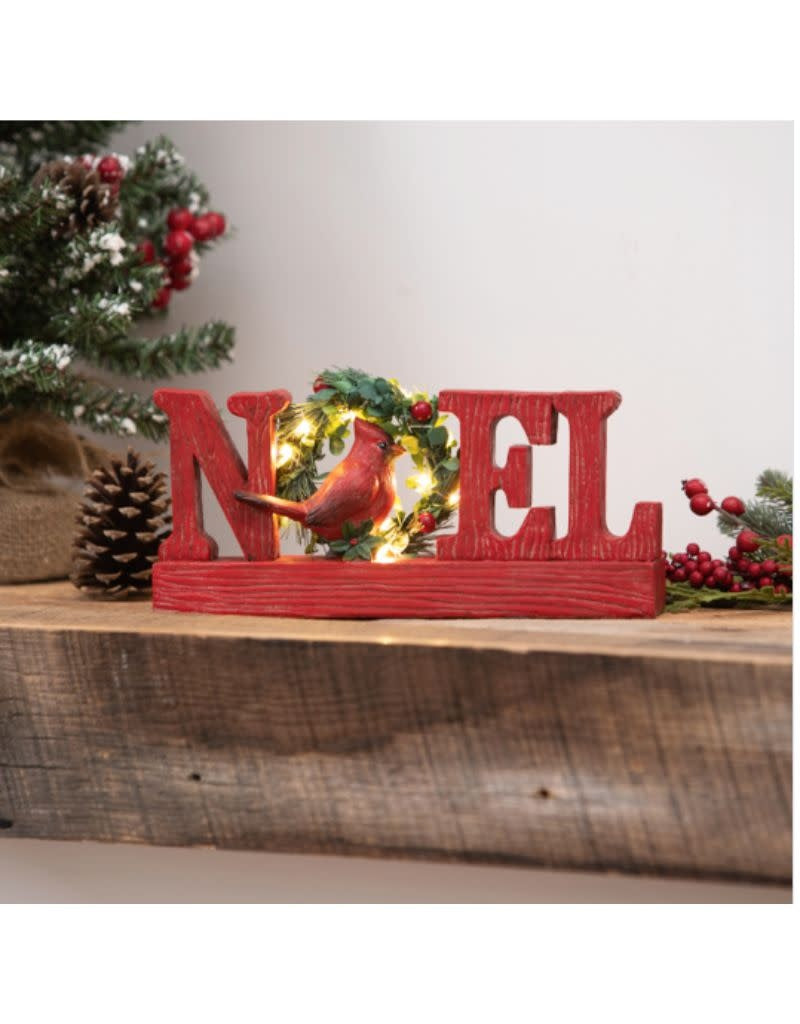 LED NOEL with Garland and Cardinal Table Decor
