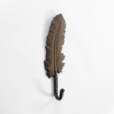 9.5" DARK BRONZE FEATHER WALL HOOK
