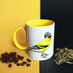 Goldfinch wearing shoes Mug