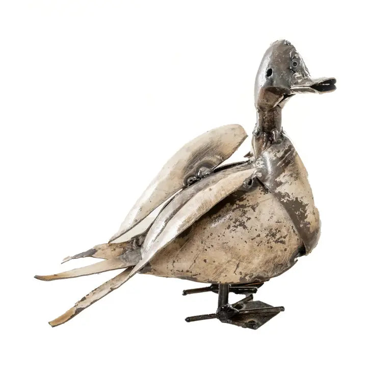 Recycled Metal Duck Garden Sculpture