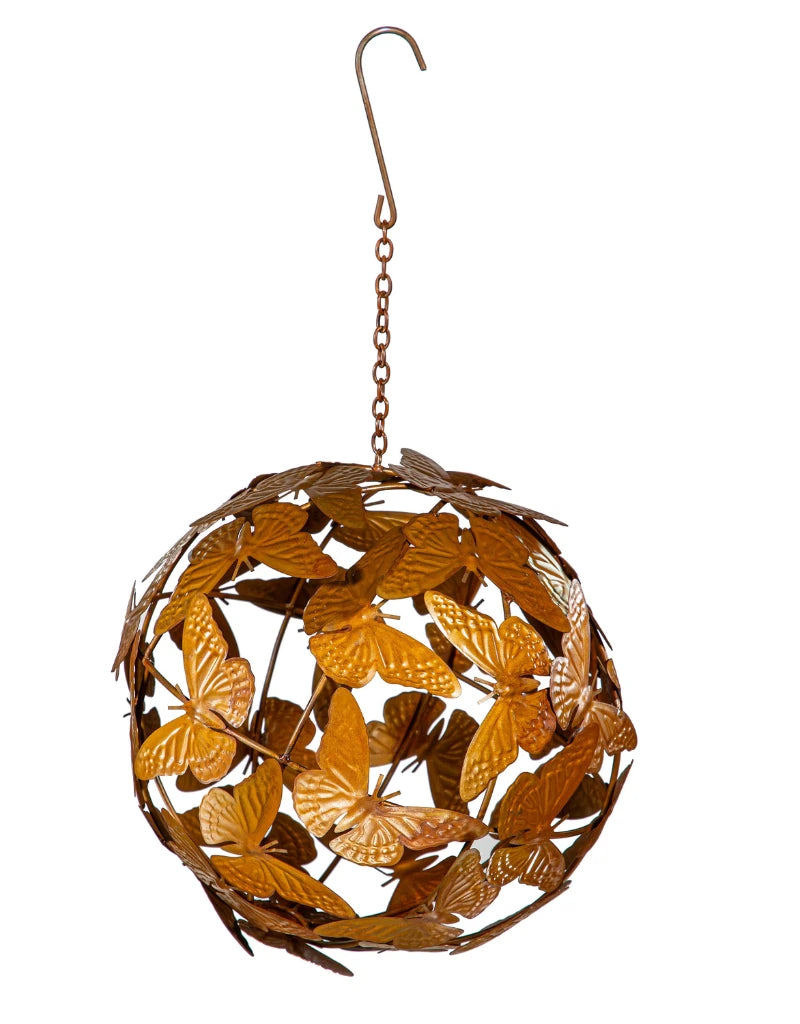 Metal Butterfly Decorative Garden Ball, 10"