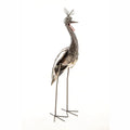 Tall Recycled Metal White Crowned Crane Garden Sculpture