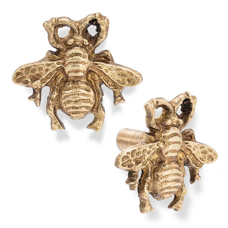 Queen Bee Knob - Antique Brass 1.5"L