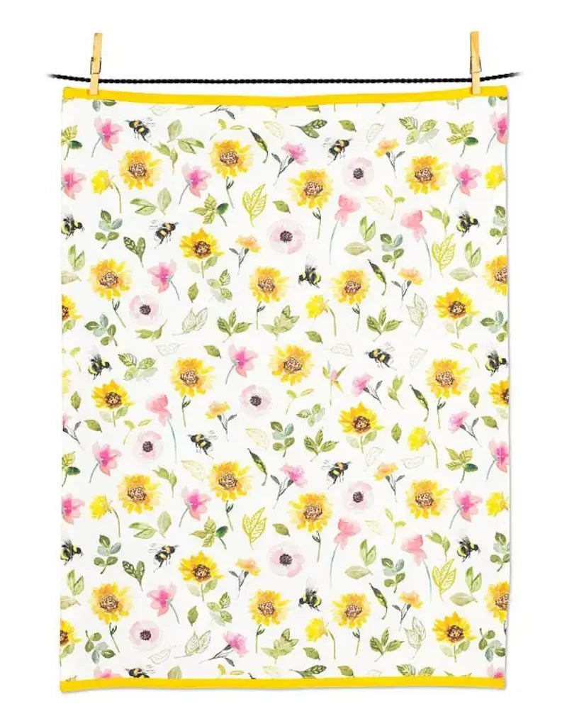 Sunflowers & Bees Kitchen Towel-20x28"L