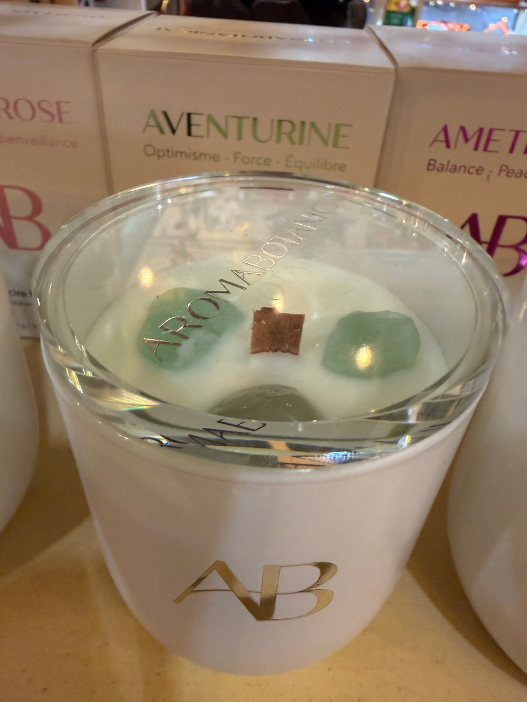 6oz Aromabotanical Wax Candle with real crystals