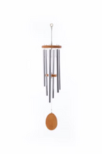 Kensington Silver Satin Tube Natural Windchimes 36" (Medium)