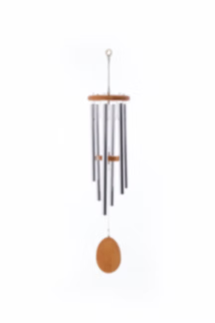 Kensington Silver Satin Tube Natural Windchimes 36" (Medium)