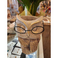 Owl Vase w/Scarf & Glasses-7.5"H