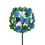 Solar Metal Wind Spinner, Blueflower & Butterfly,