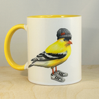 Goldfinch wearing shoes Mug