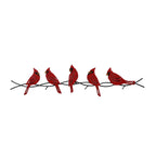 Cardinals on a branch metal wall art.