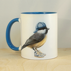 Chickadee wearing shoes Mug