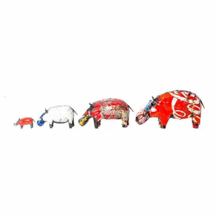 Handcrafted Medium Metal “Canadian House Hippo” Sculpture
