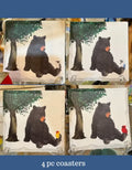 Set of 4 Bear and Cardinal Coasters