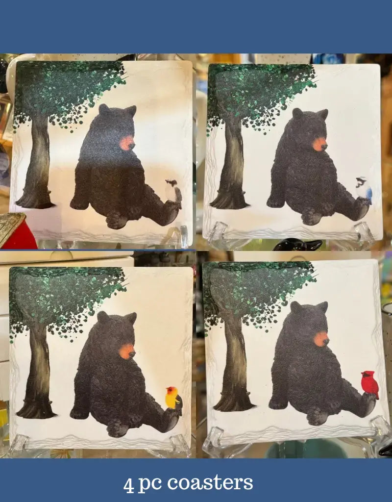 Set of 4 Bear and Cardinal Coasters