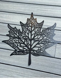 Black Veined Maple Leaf Metal Wall Art