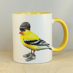 Goldfinch wearing shoes Mug