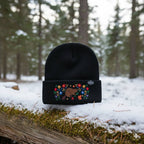 Canada Embroidered Knit Toque Winter Hat Floral Woodland Nature Style