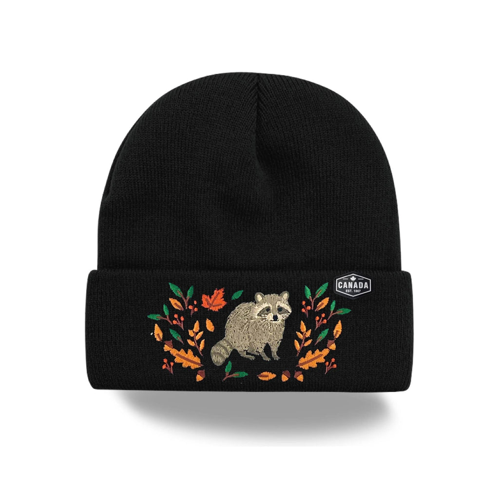 Canada Embroidered Knit Toque Winter Hat Floral Woodland Nature Style
