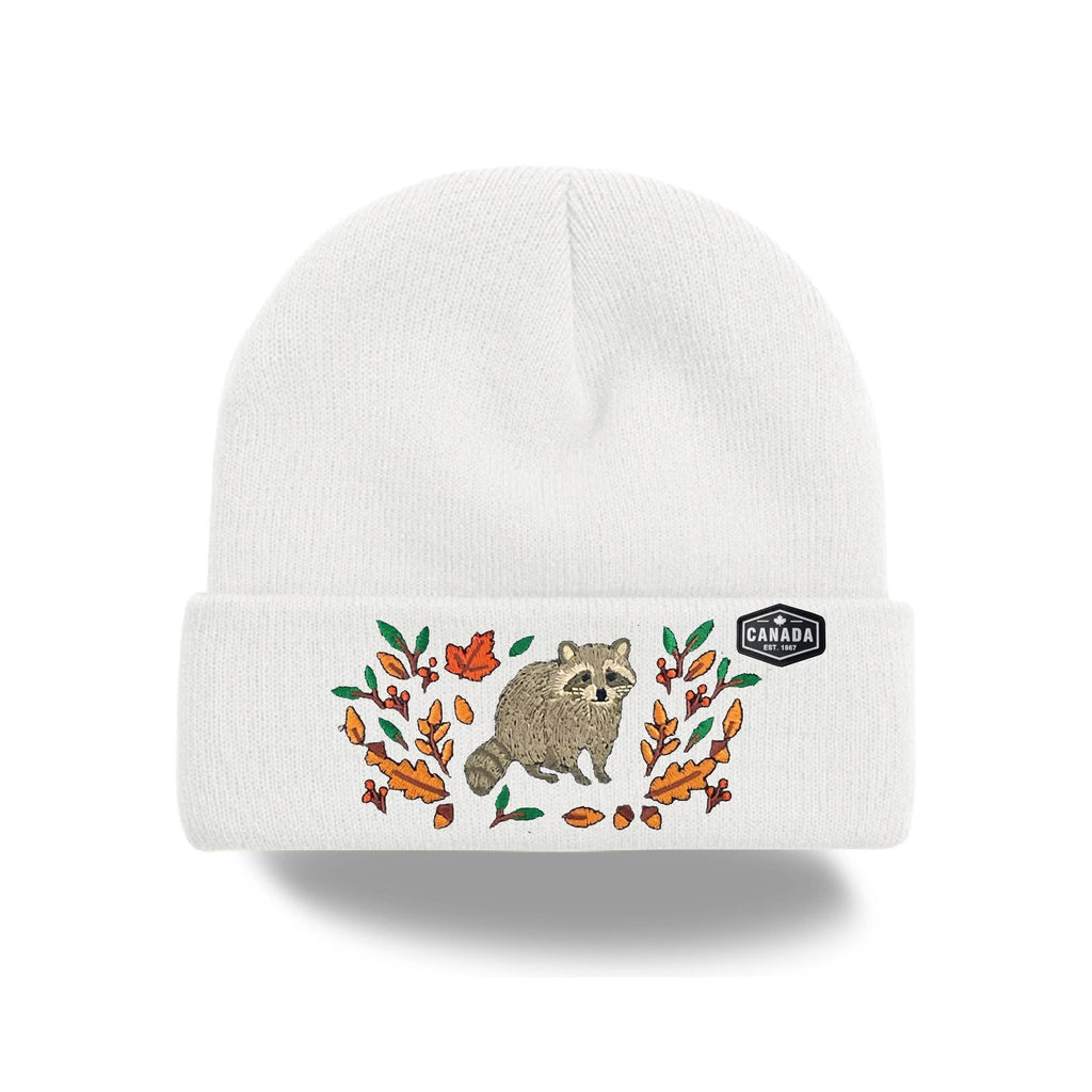 Canada Embroidered Knit Toque Winter Hat Floral Woodland Nature Style
