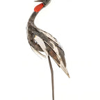 Tall Recycled Metal White Crowned Crane Garden Sculpture