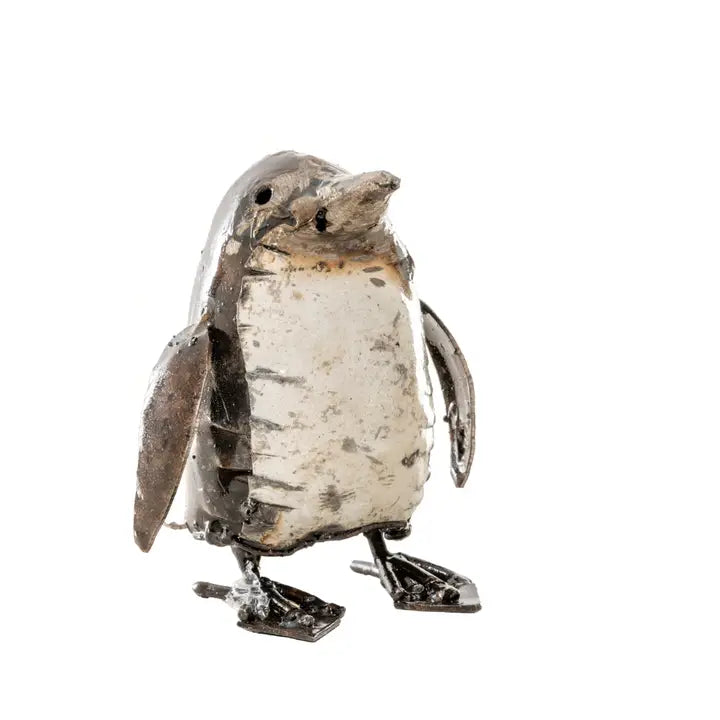 Recycled Metal Baby Penguin Sculpture