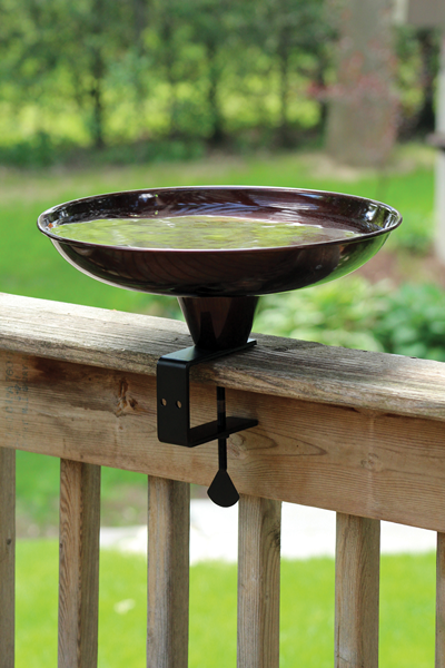 Deck Rail Birdbath, 14.5" D