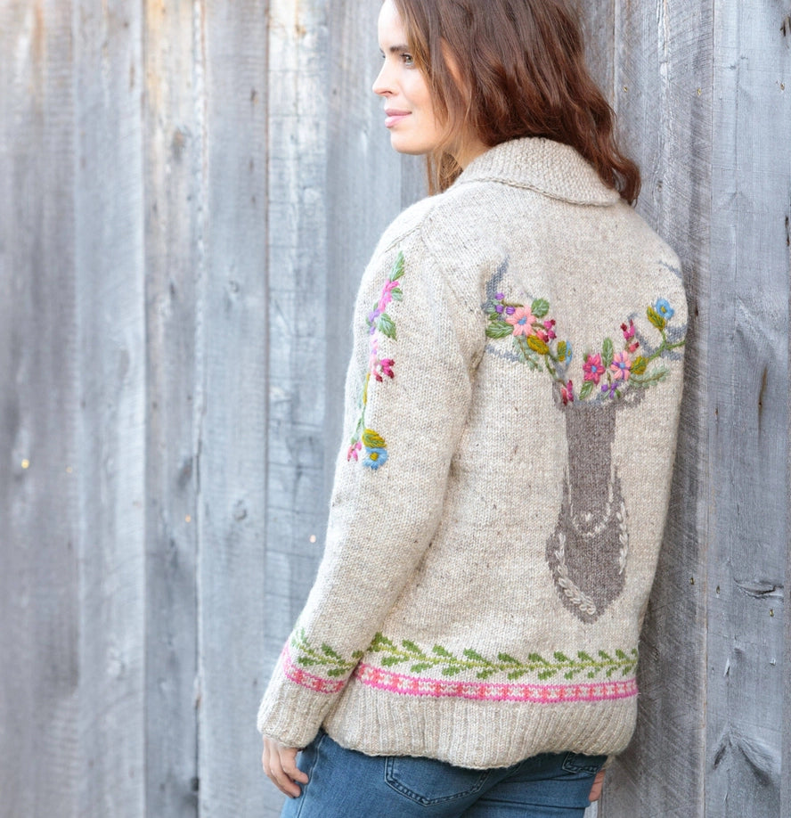 Hartley Knit Sweater with Floral Antler Design
