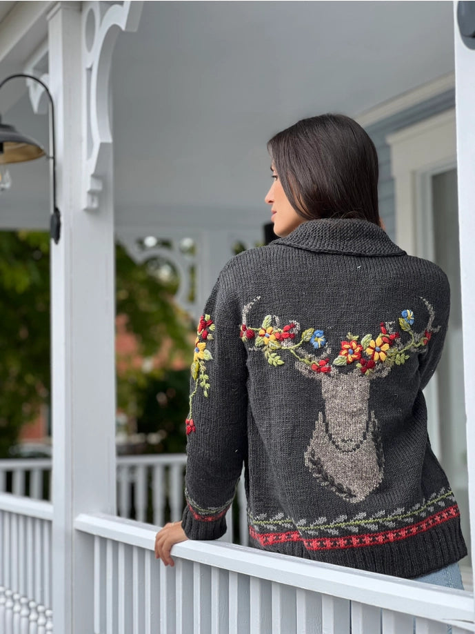 Hartley Knit Sweater with Floral Antler Design
