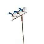 Recycled Metal Blue Jay Family Trio Garden Stake