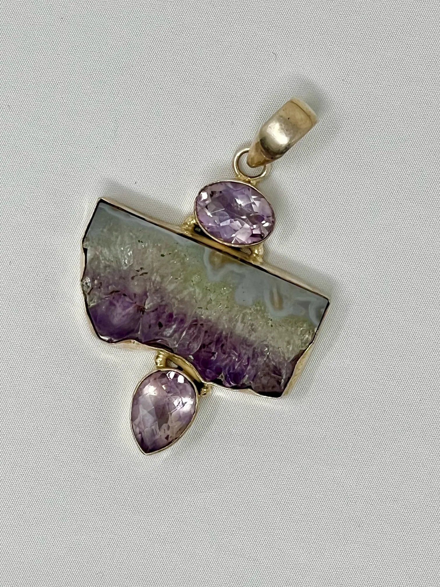 Amethyst and quarts sterling silver nickel free pendant