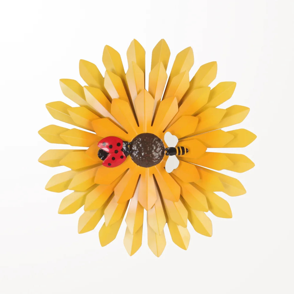 Metal Sunflower w/bee and ladybug