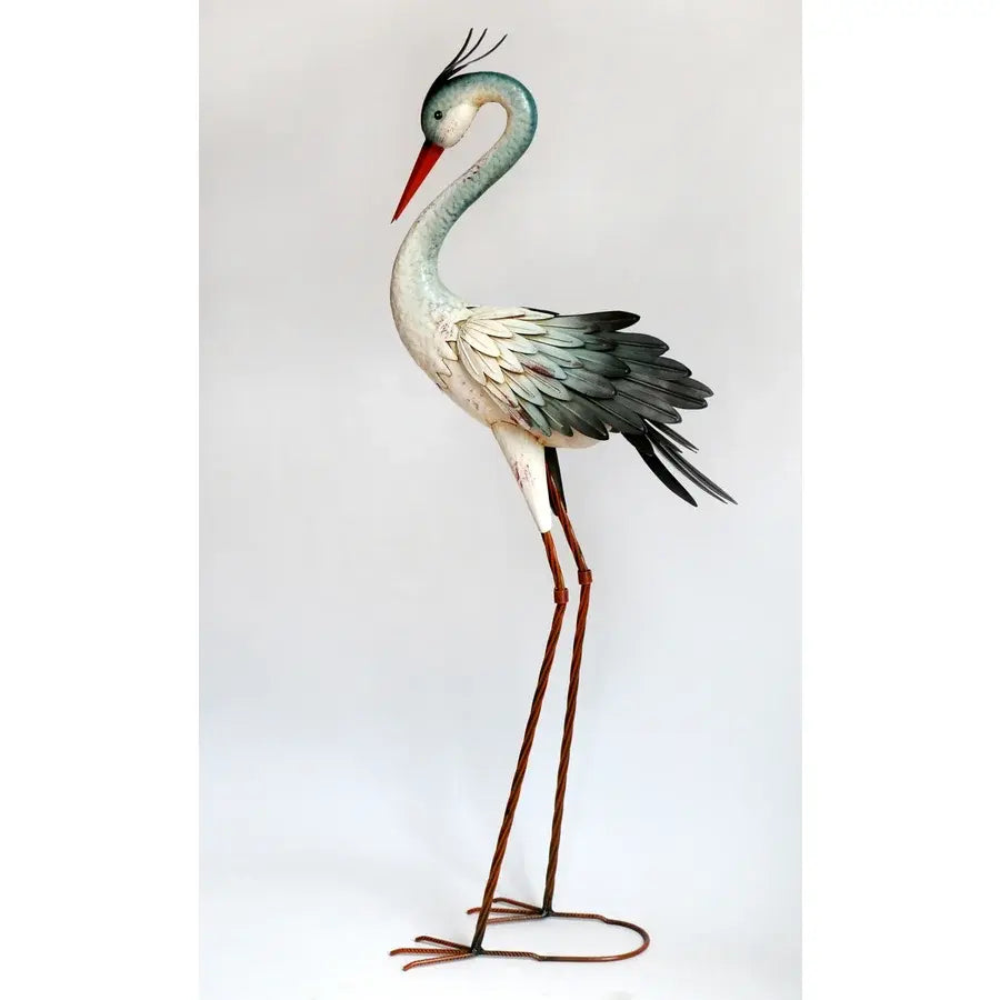 Garden Staturary, Metal Heron 18 x 9.4 x 11"