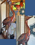Aged Metal Crane Head Up 48" tall