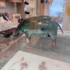 Handcrafted Medium Metal “Canadian House Hippo” Sculpture