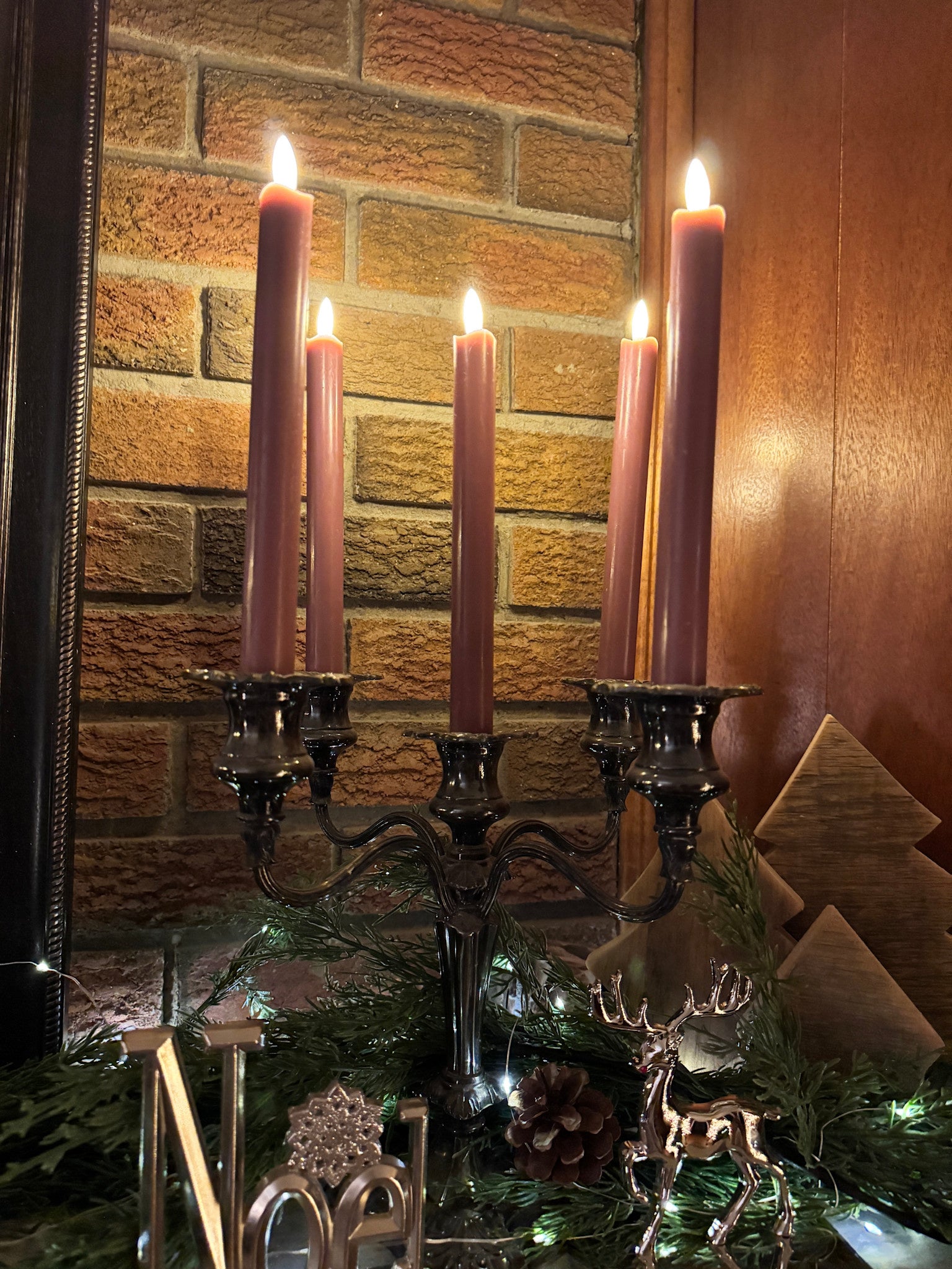 Set of 2 Rose LED Taper Candle-9.5"H