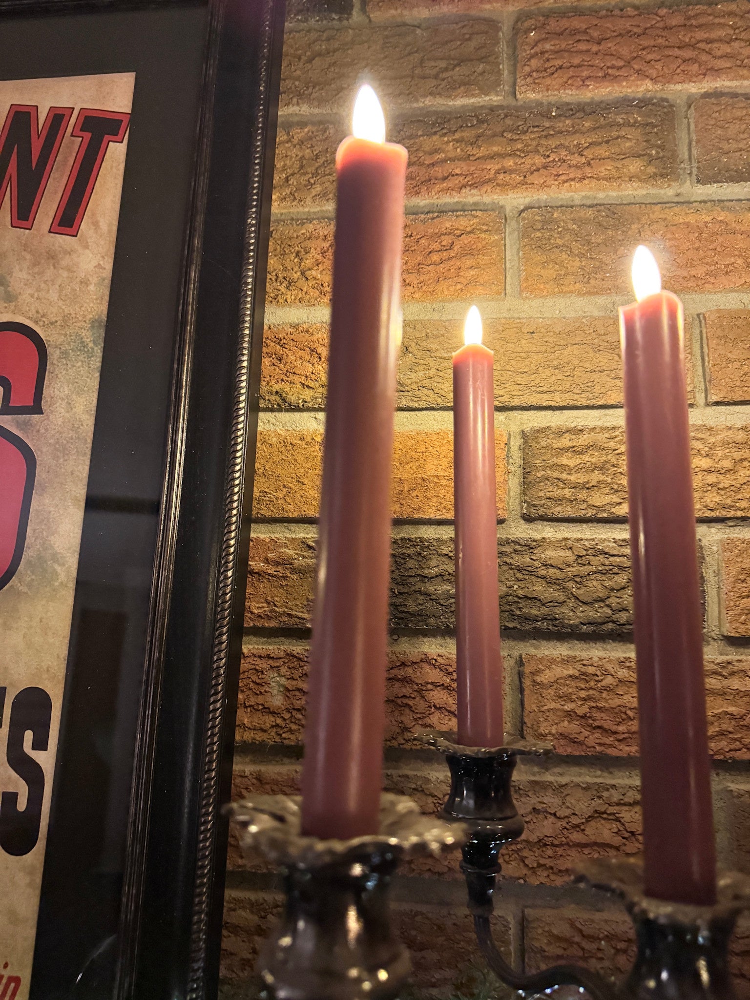 Set of 2 Rose LED Taper Candle-9.5"H
