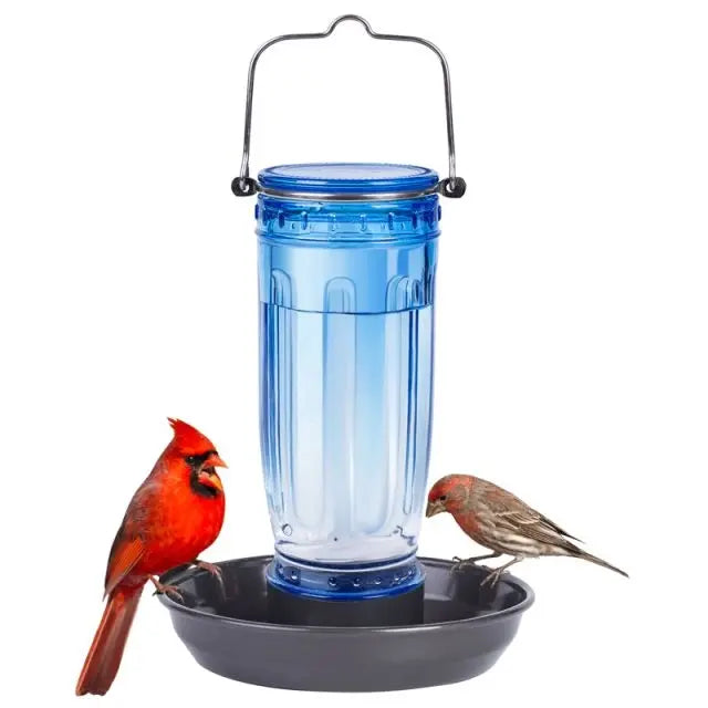 Blue Glass Bird Waterer