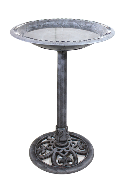 Polyresin Birdbath- Antique Silver