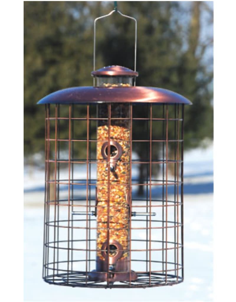 Caged 6 Port Seed Tube Feeder, Brushed Copper