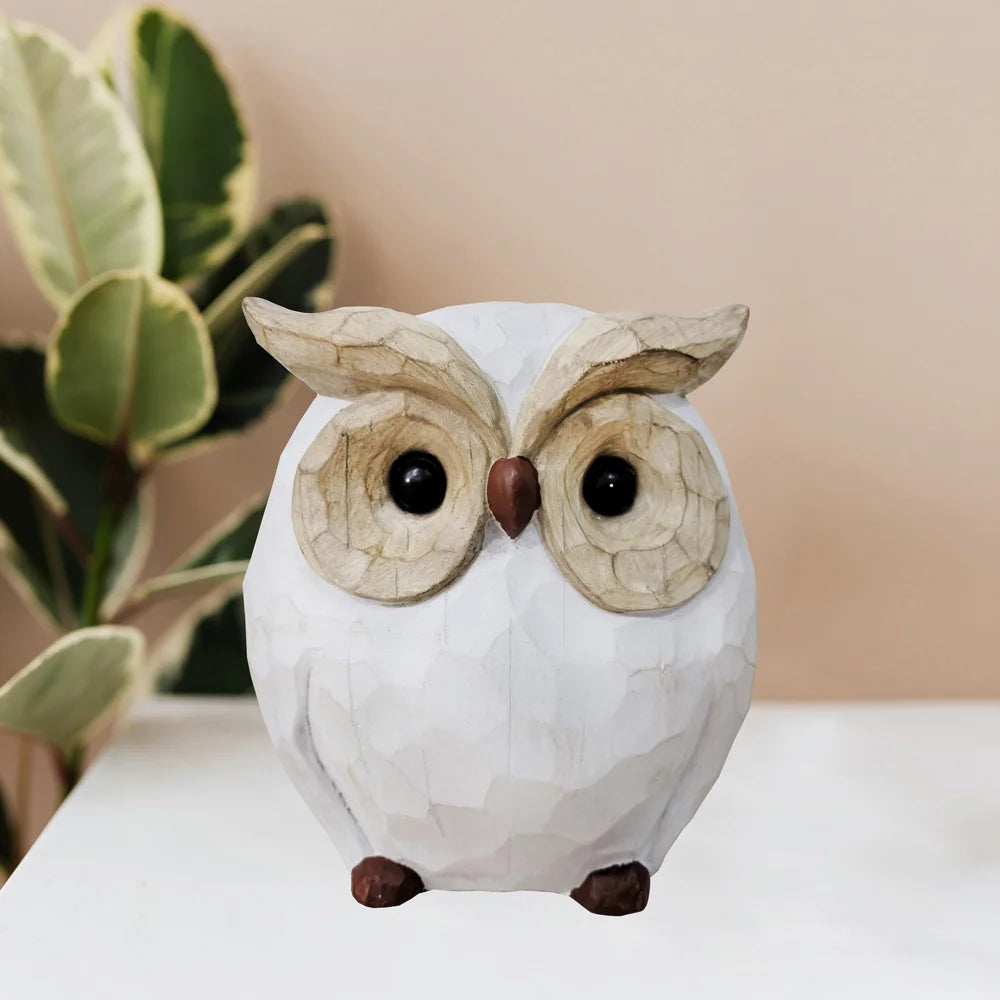 Large Simulated Wood Owl Statue