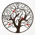 Four Cardinals in Tree of Life Wall Decor Large